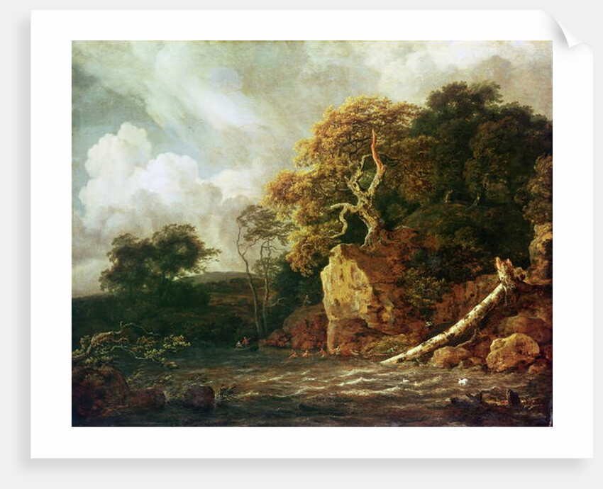 Landscape with a River by Jacob Isaaksz. or Isaacksz. van Ruisdael