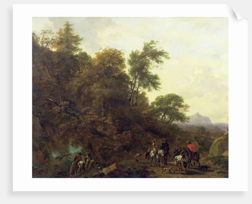 Wooded Landscape with Soldiers Escorting Prisoners, 1656 by Nicolaes Pietersz. Berchem