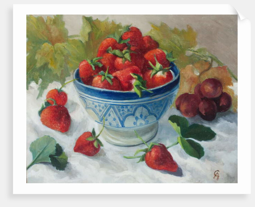 Strawberries in a Blue Bowl by Cristiana Angelini