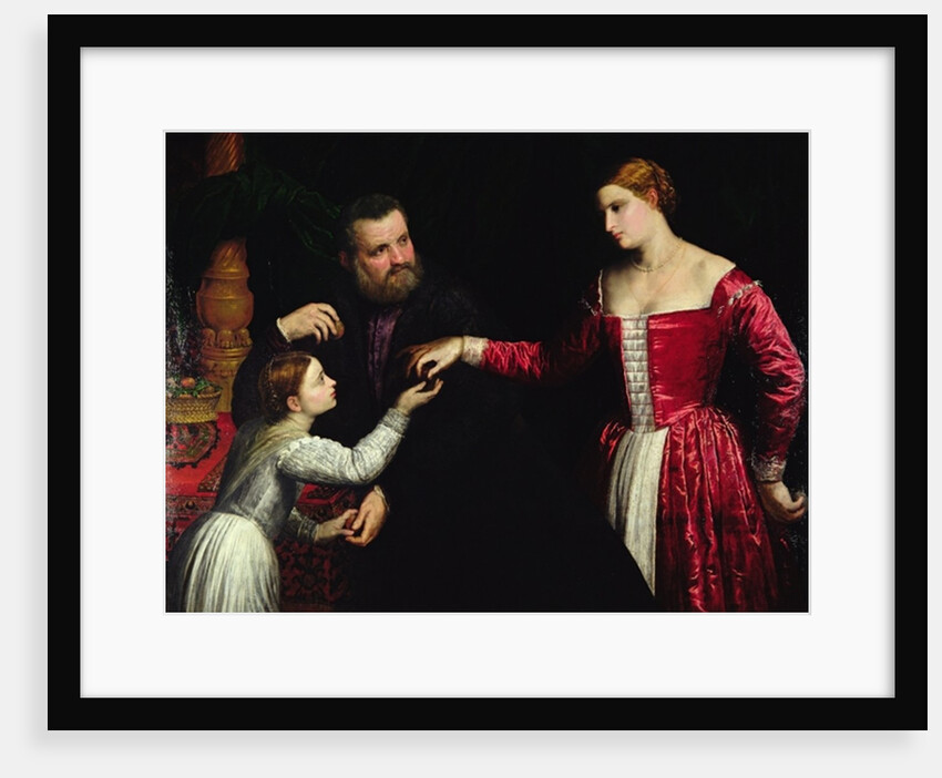 A lady and gentleman with their daughter by Paris Bordone