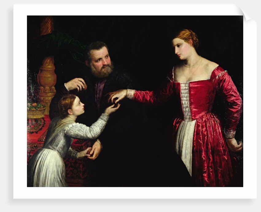 A lady and gentleman with their daughter by Paris Bordone