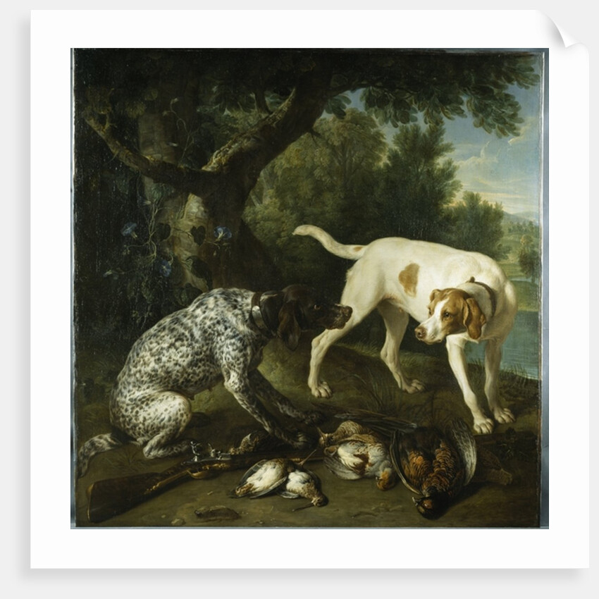 Two pointers belonging to the 3rd Earl of Burlington with dead game in a landscape, 1713 by Alexandre-Francois Desportes