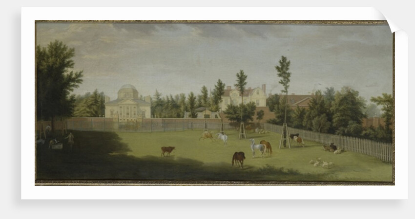 View of the new villa, old house and stables from across Burlington Lane, Chiswick Villa by Pieter Andreas Rysbrack