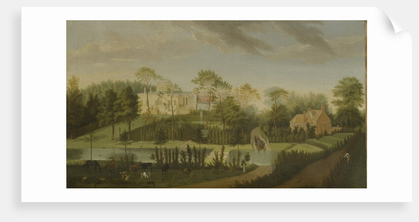 View of the terrace looking across the canal to the side of the villa, Chiswick Villa by Pieter Andreas Rysbrack