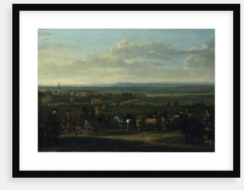 A view of Old Newmarket with figures and horses on the Heath by John Wootton