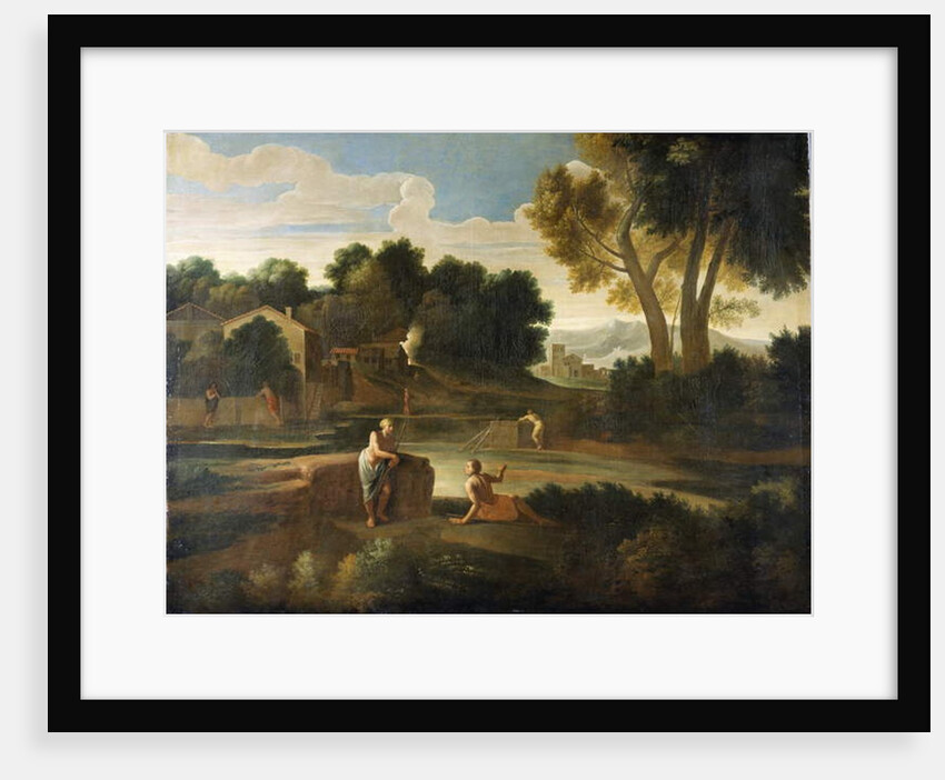 Classical landscape with figures by Gaspard Poussin Dughet