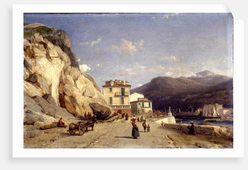 View of the entrance to the harbour, Nice by Francois Antoine Leon Fleury