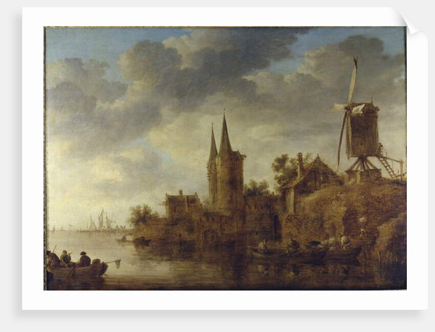 A river landscape with a capriccio of the Oostport, Delft, c.1644 by Jan Josephsz van Goyen