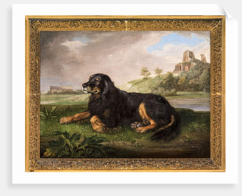 Portrait of 'Tawney', the 6th Duke's spaniel, with the Palatine beyond, 1819 by Johan Wenzel Peter