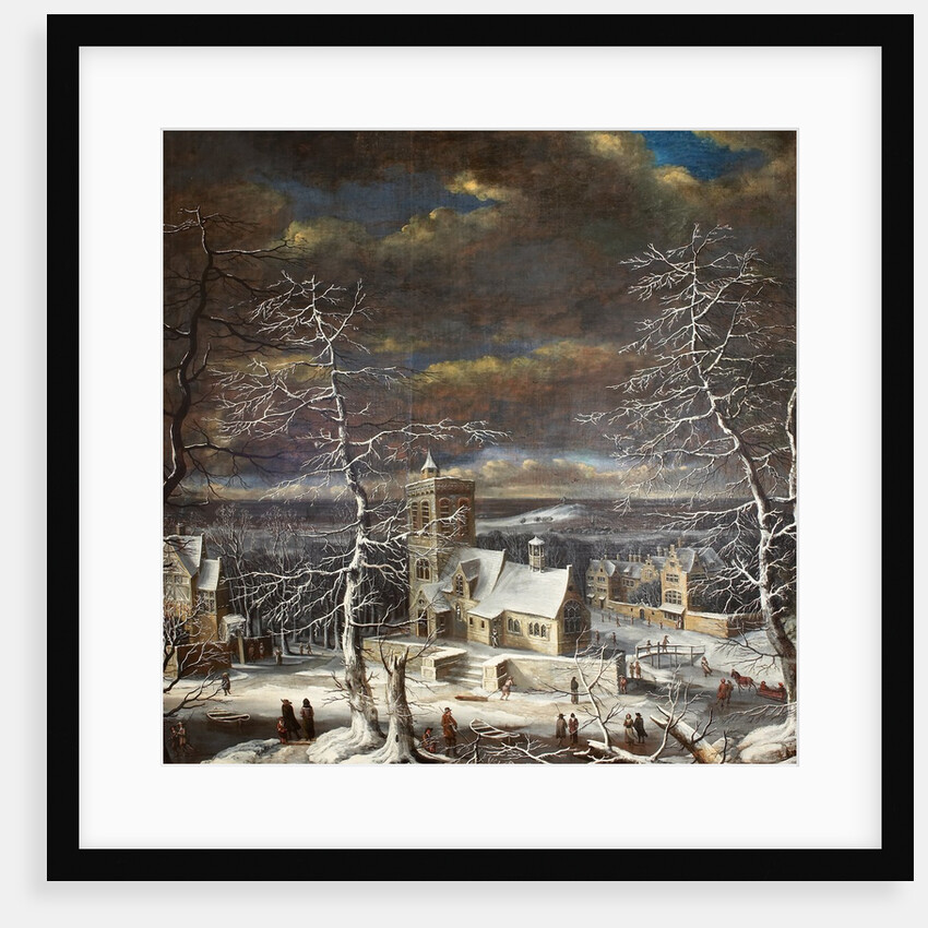 A Village in Winter with Figures on the Ice by Gerard van Edema