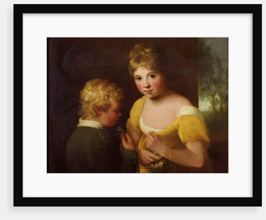 Two children with a basket of flowers by William Tate