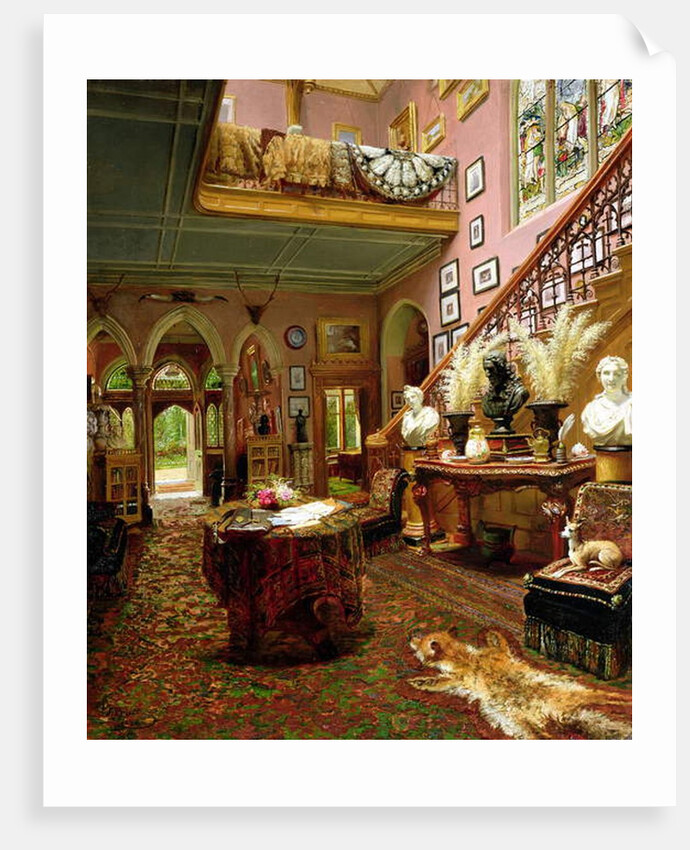 The Hall and Staircase of a Country House, 1888 by Jonathan Pratt