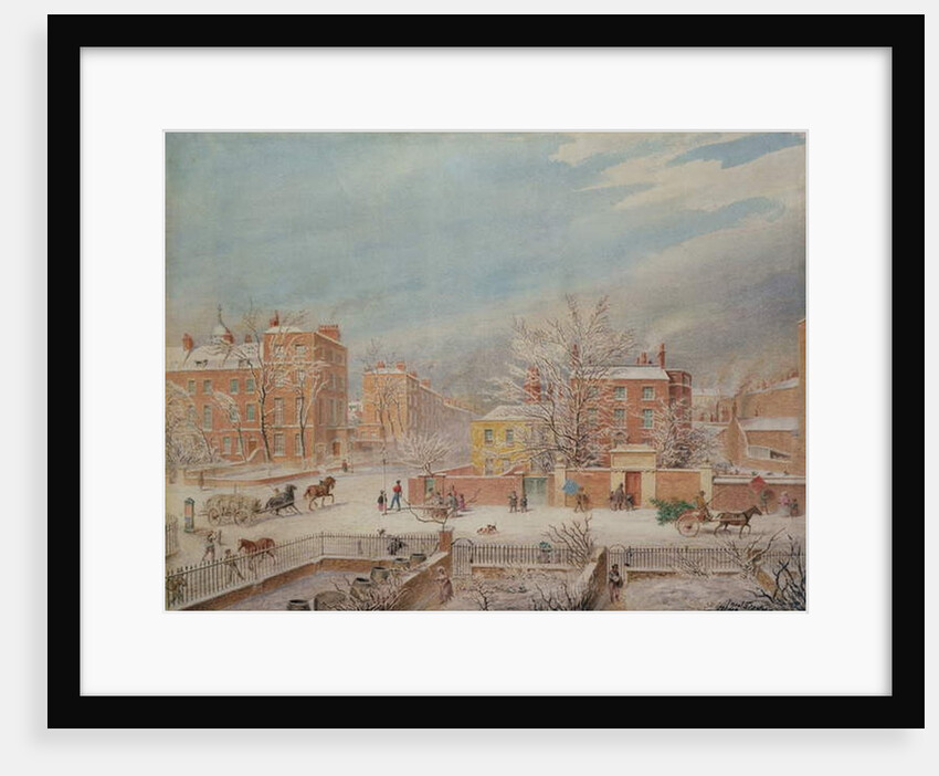 Marylebone Road at the Junction with Lisson Grove and Stingo Lane Showing the Philological School in Winter, 1849 by T. Paul Fisher