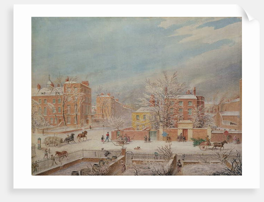 Marylebone Road at the Junction with Lisson Grove and Stingo Lane Showing the Philological School in Winter, 1849 by T. Paul Fisher