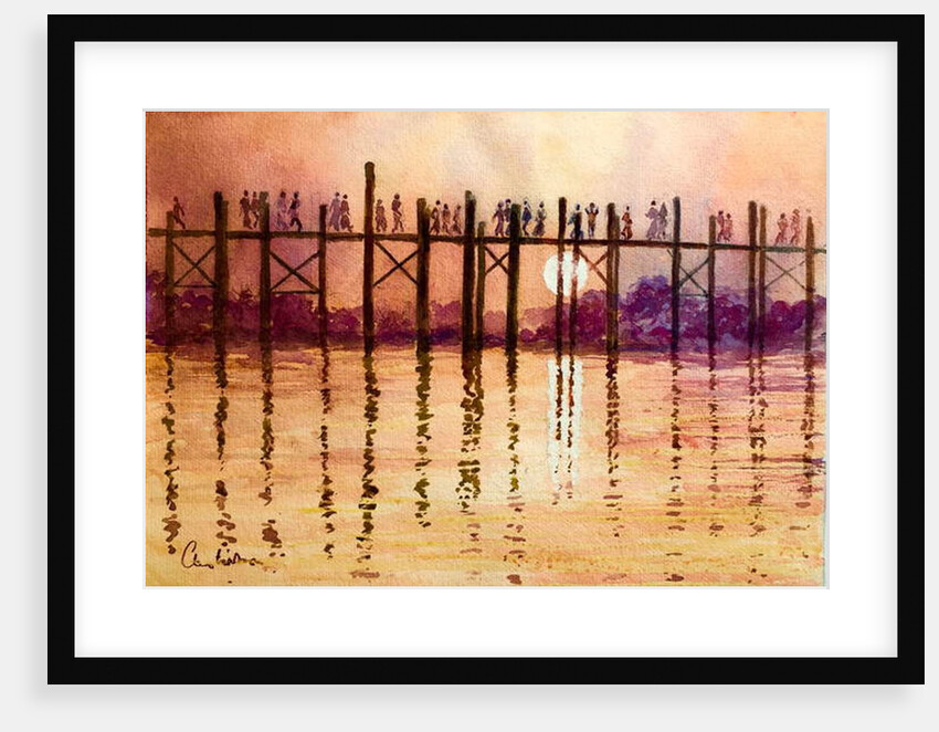 993 Rush hour on the U Bein Bridge, Mandalay by Clive Wilson