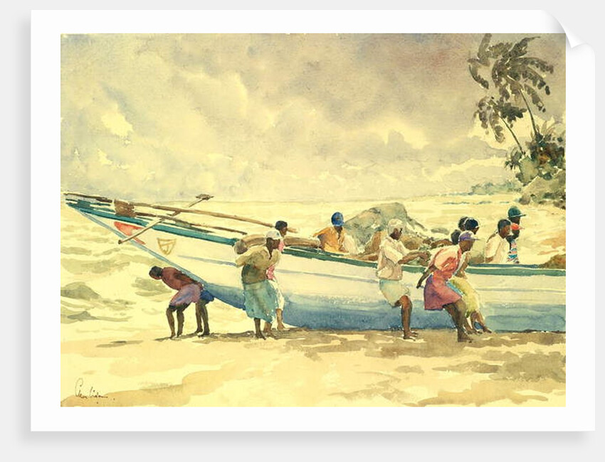 756 Launching the netboat by Clive Wilson