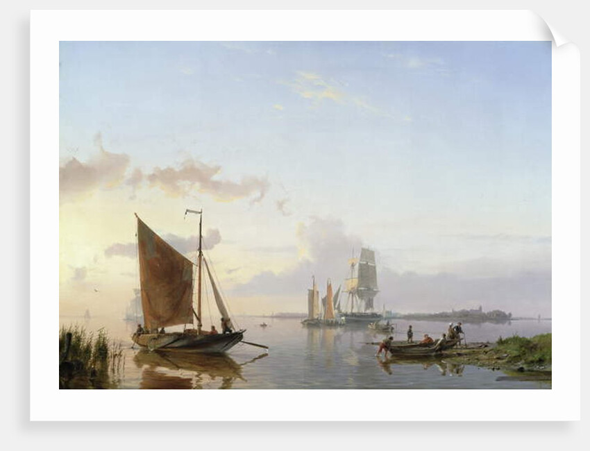 Sailing Vessels in an Estuary, 1853 by Hermanus Koekkoek