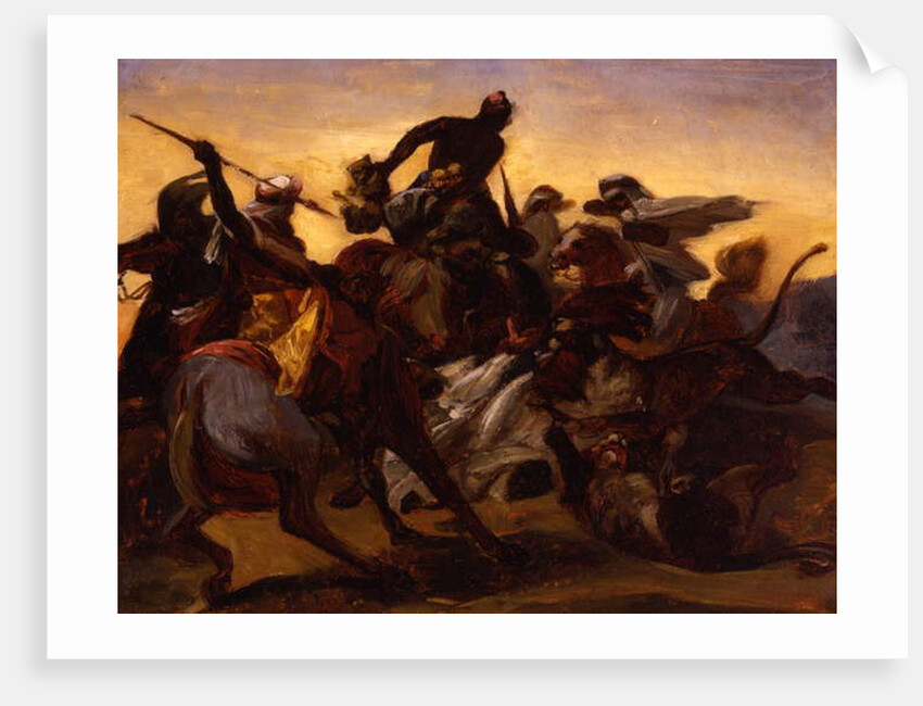 Sketch for 'The Lion Hunt', c.1836 by Emile Jean Horace Vernet