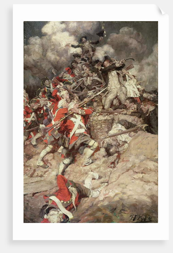 They Scrambled up the Parapet and Went Over the Top, Pell Mell, Upon the British, or The Battle of Yorktown by Howard Pyle