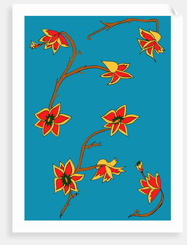 Blue Background Flowers by Daisy de Villeneuve