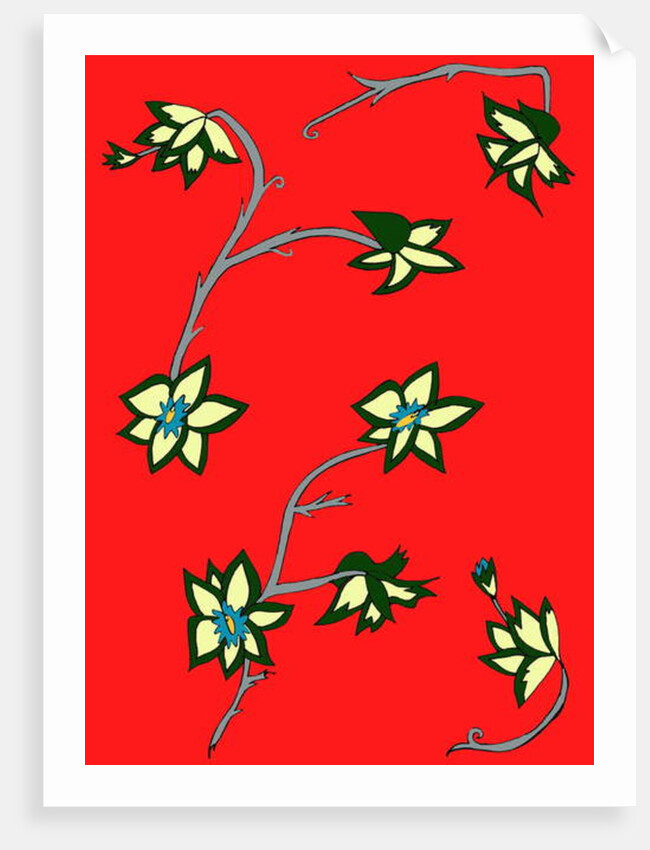 Red Background Flowers by Daisy de Villeneuve