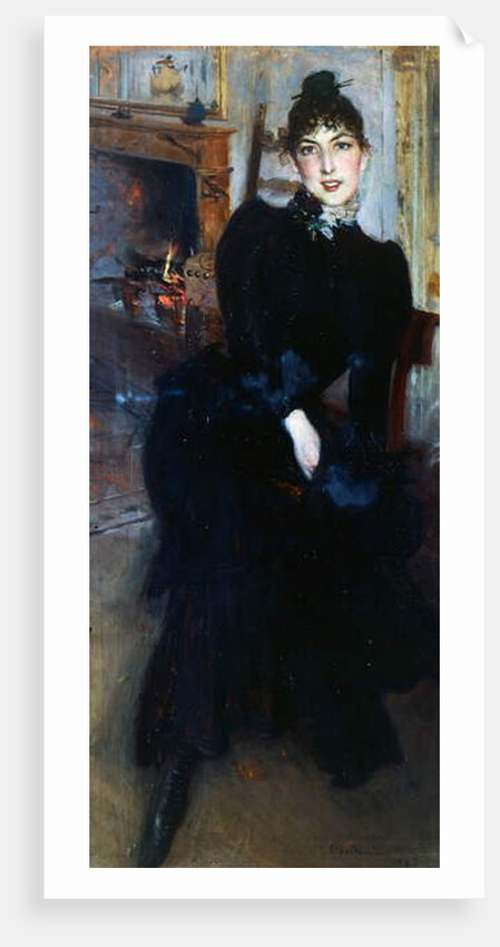 Alaide Banti at the fireplace by Giovanni Boldini