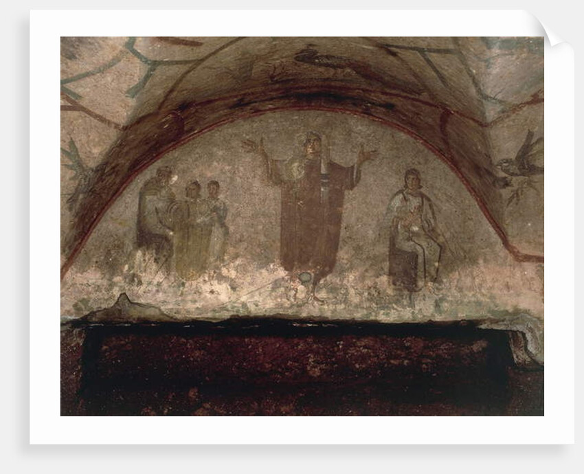 Figure of a young woman with a veiled head praying with her arms outstretched, Via Salaria by Roman