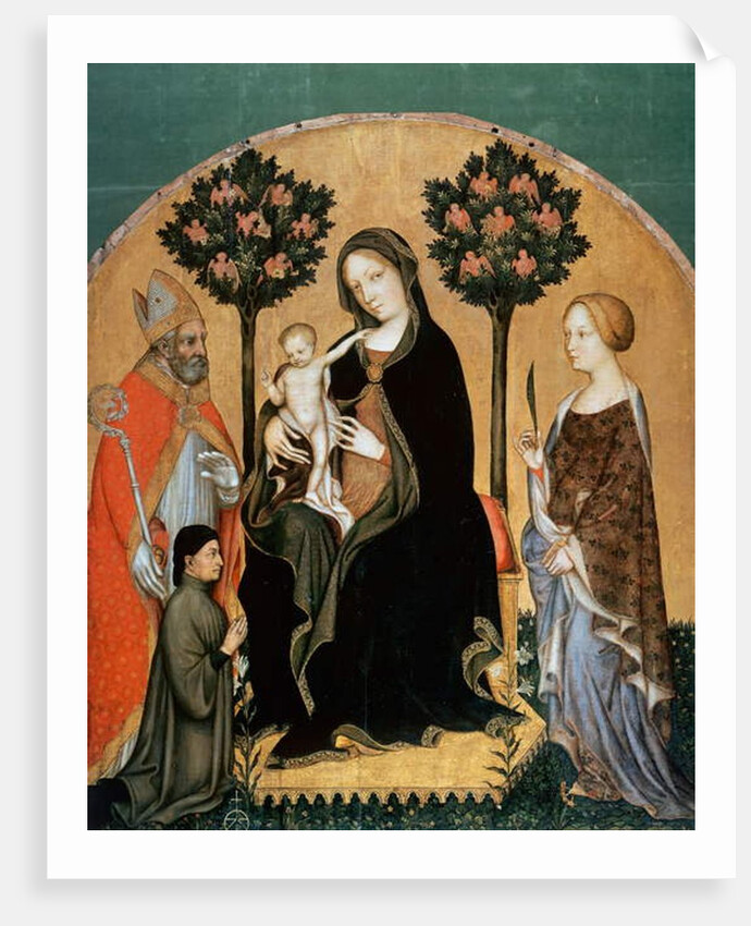 Madonna with Child and Saint Catherine, Saint Nicolas and Donor by Gentile da Fabriano