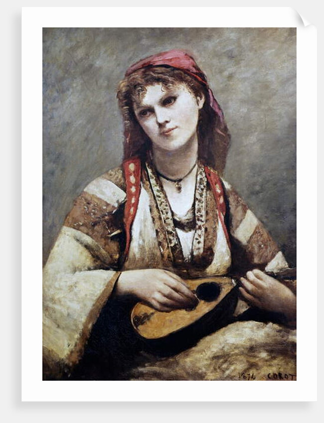Portrait of Christine Nilson, or The Bohemian with a Mandolin, 1874 by Jean Baptiste Camille Corot