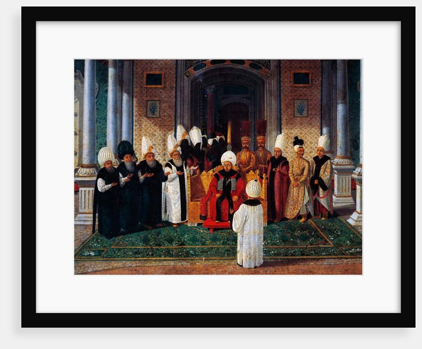 Suleiman III receiving dignitaries under canopy of Gate of Felicity in Topkapi by Konstantin Kapidagli