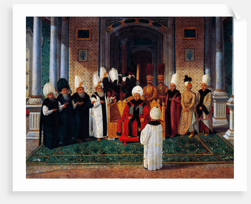 Suleiman III receiving dignitaries under canopy of Gate of Felicity in Topkapi by Konstantin Kapidagli
