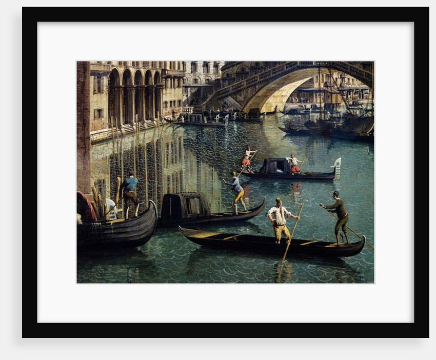 The Rialto Bridge in Venice, detail by Canaletto