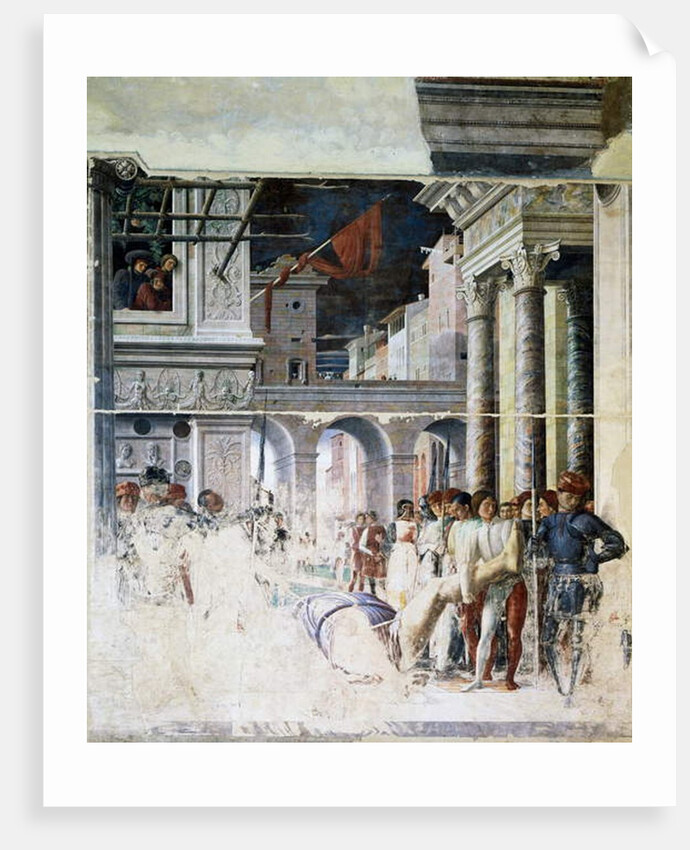 Transportation of Saint Christopher beheaded body by Andrea Mantegna