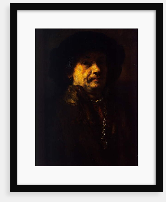 Self portrait in a fur coat with gold chain and earring, 1655 by Rembrandt Harmensz. van Rijn