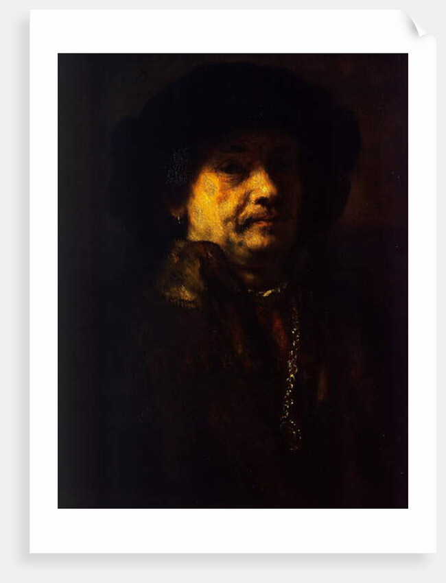 Self portrait in a fur coat with gold chain and earring, 1655 by Rembrandt Harmensz. van Rijn