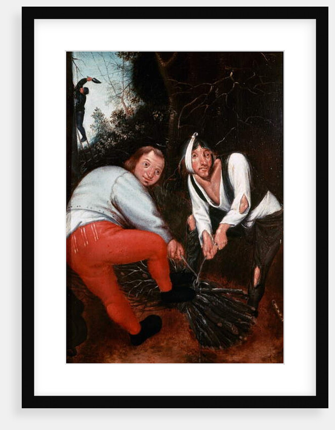 Two peasants tying branches by Pieter the Younger Brueghel
