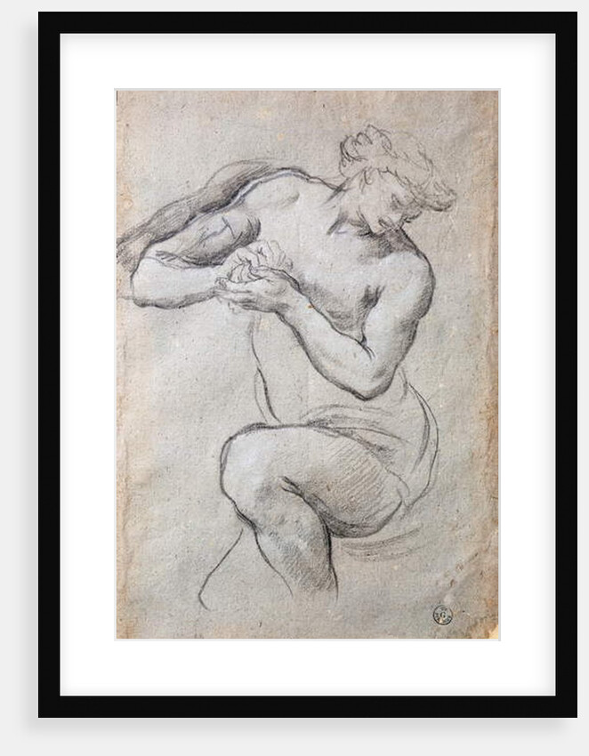 Male figure, Study for Bacchus in the Age of Silver fresco by Pietro da (1596-1669) Cortona