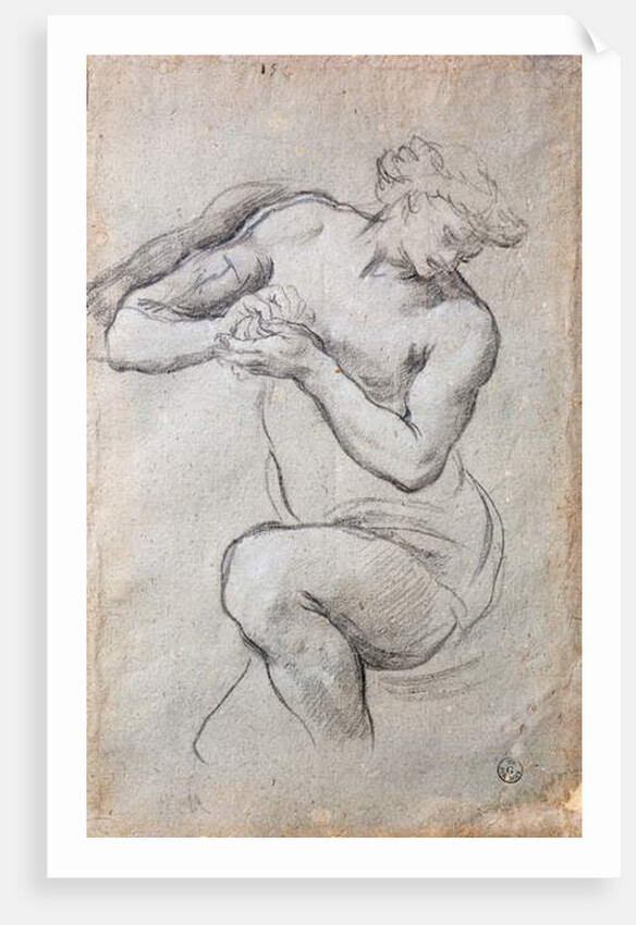 Male figure, Study for Bacchus in the Age of Silver fresco by Pietro da (1596-1669) Cortona