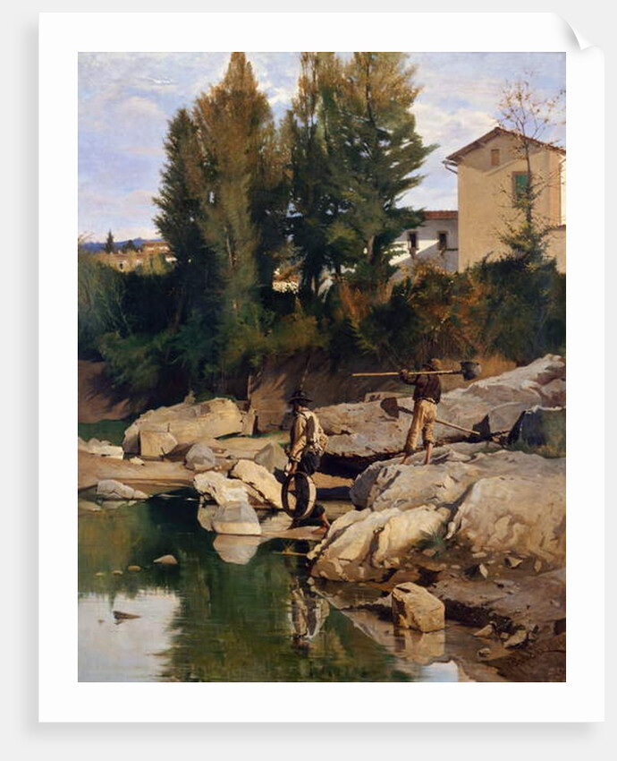 Renaioli on the Mugnone river, 1880 by Odoardo Borrani
