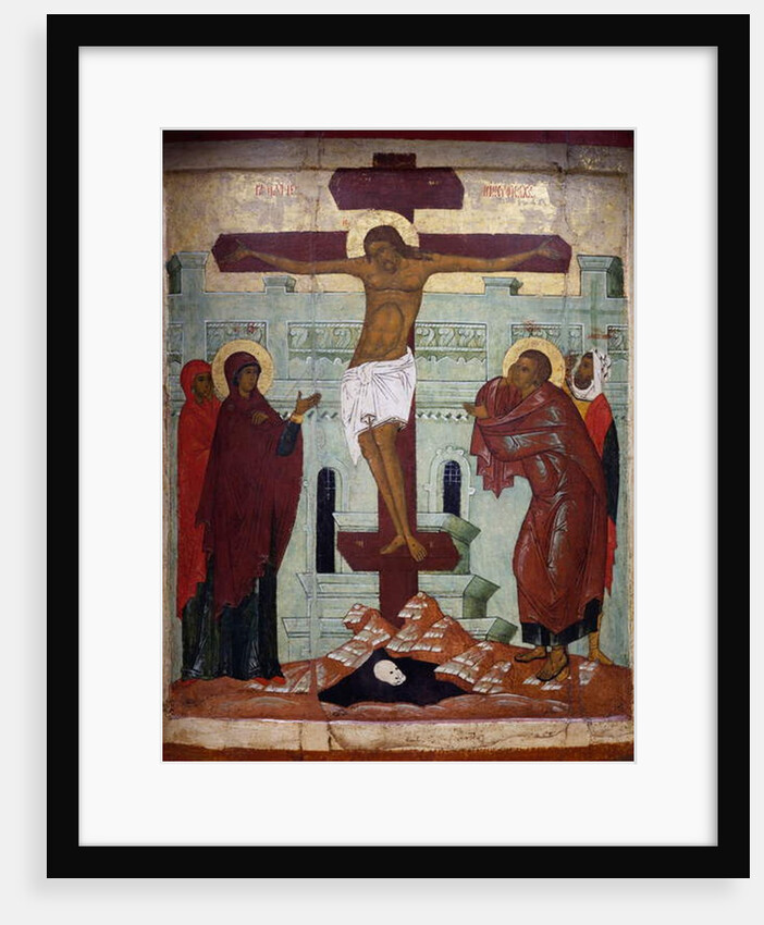 Crucifixion, icon from Novgorod by Russian School