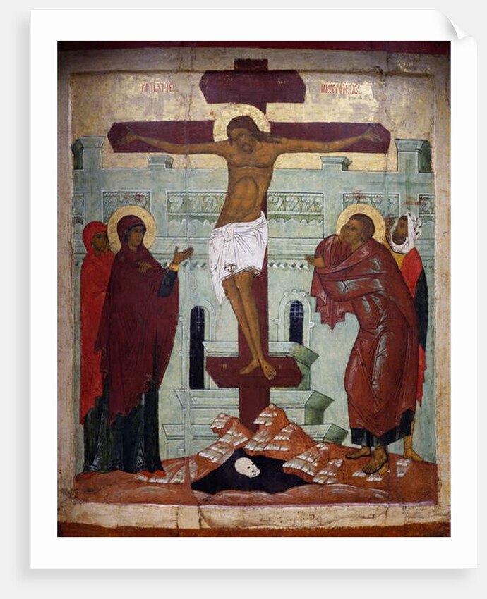 Crucifixion, icon from Novgorod by Russian School