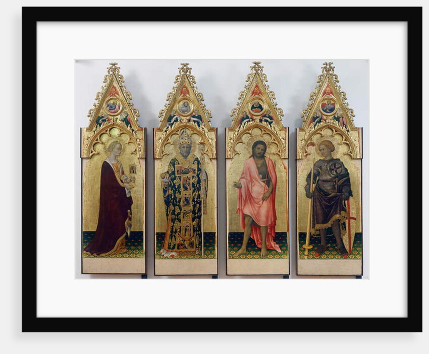 Four saints of Quaratesi Polyptych, Saint Mary Magdalene, Saint Nicholas of Bari, Saint John the Baptist, and Saint George, 1425 by Gentile da Fabriano