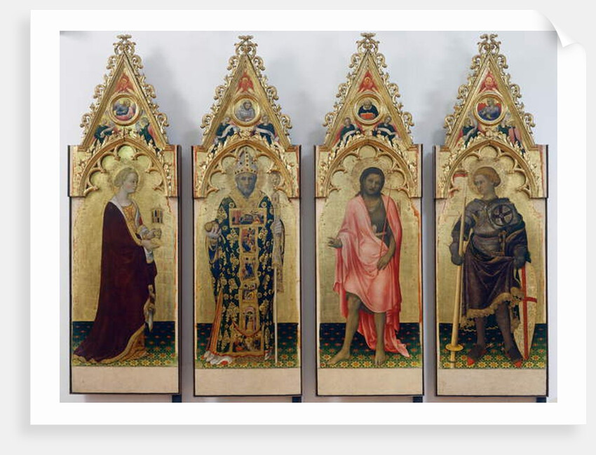 Four saints of Quaratesi Polyptych, Saint Mary Magdalene, Saint Nicholas of Bari, Saint John the Baptist, and Saint George, 1425 by Gentile da Fabriano