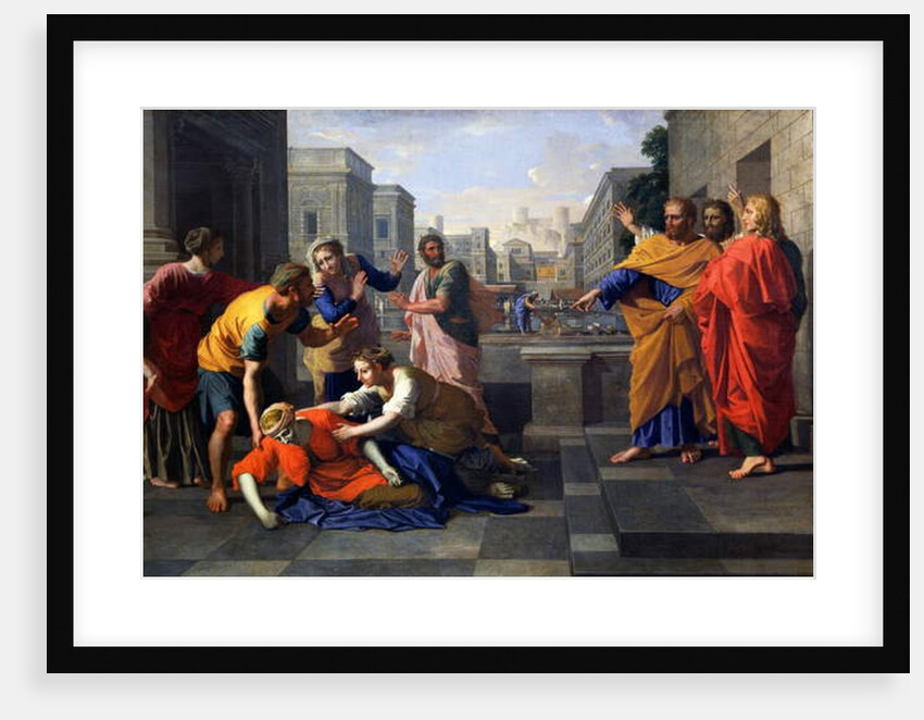 Death of Sapphira, wife of Ananias, who fell burning at St Peter's feet, c.1652 by Nicolas Poussin