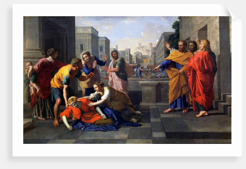 Death of Sapphira, wife of Ananias, who fell burning at St Peter's feet, c.1652 by Nicolas Poussin