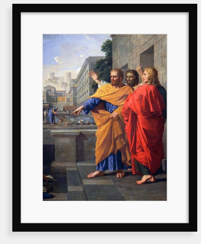 Death of Sapphira, wife of Ananias, who fell burning at St Peter's feet by Nicolas Poussin