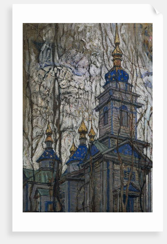 Wooden church, 1913 by Abraham Anshelovich Manievich