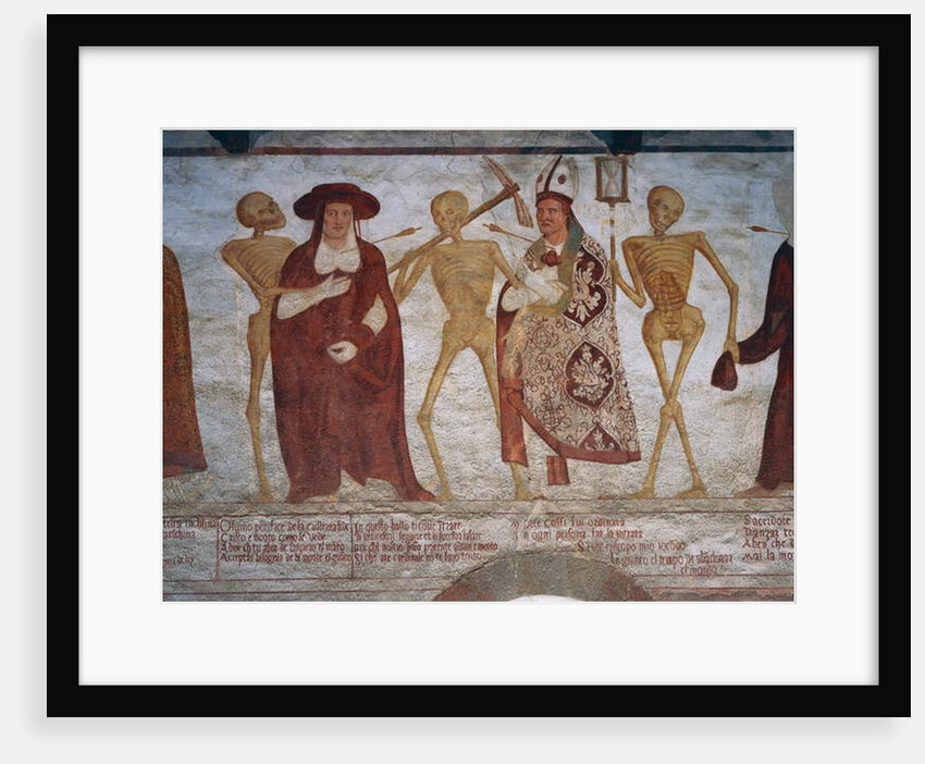 Death asking the cardinal and bishop to dance by Simone II Baschenis
