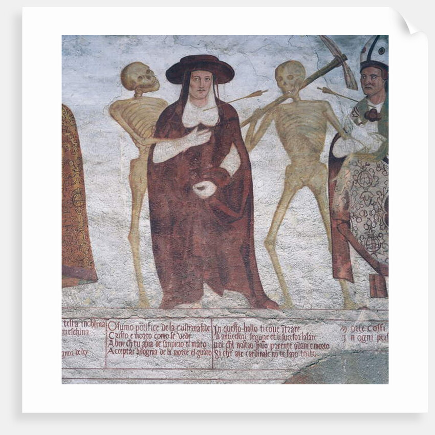 The Cardinal and Death, detail from The Dance of Death, 1539 by Simone II Baschenis