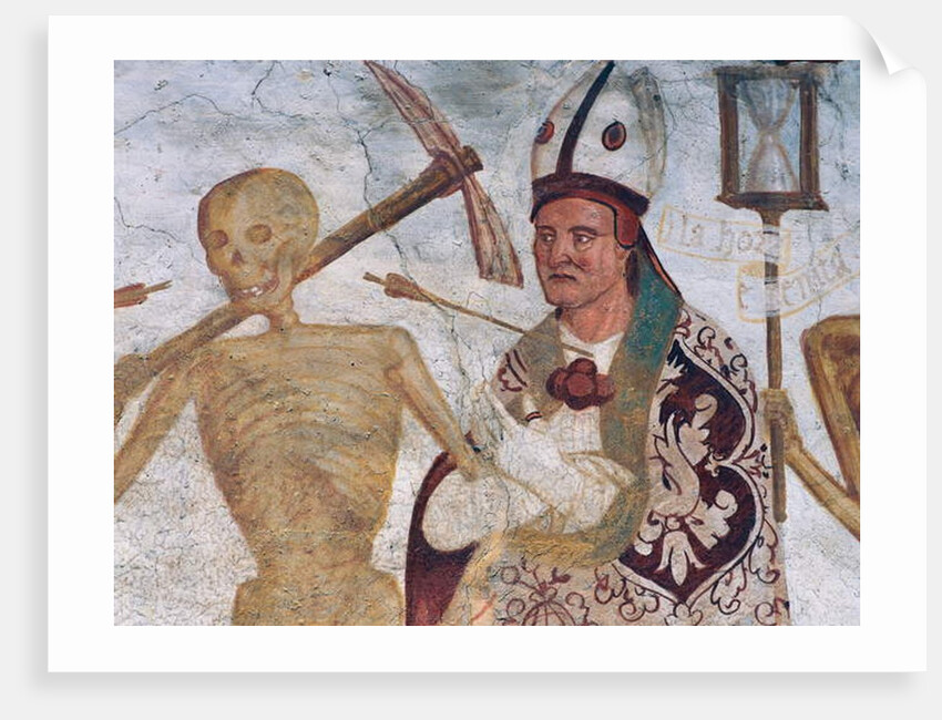 The Bishop and Death, detail from The Dance of Death, 1539 by Simone II Baschenis